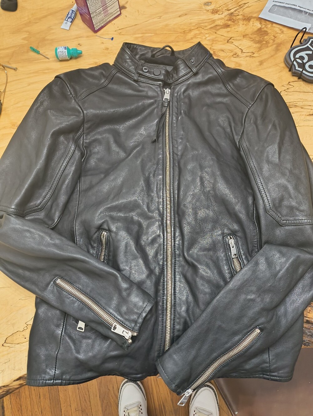 All Saints Women's Cora Leather Moto Biker Jacket Like New Small Slim